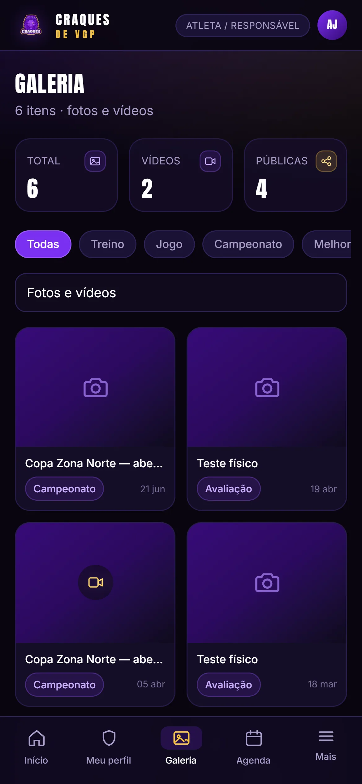 Galeria do atleta